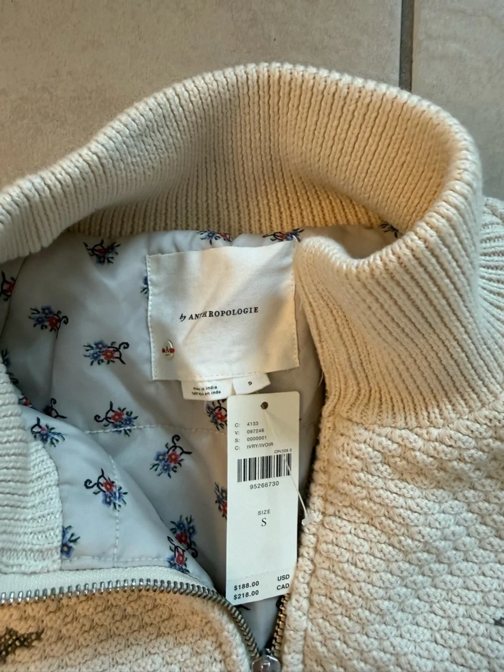 NWT Anthropologie Embroidered Quilted Jacket - Picture 5 of 6